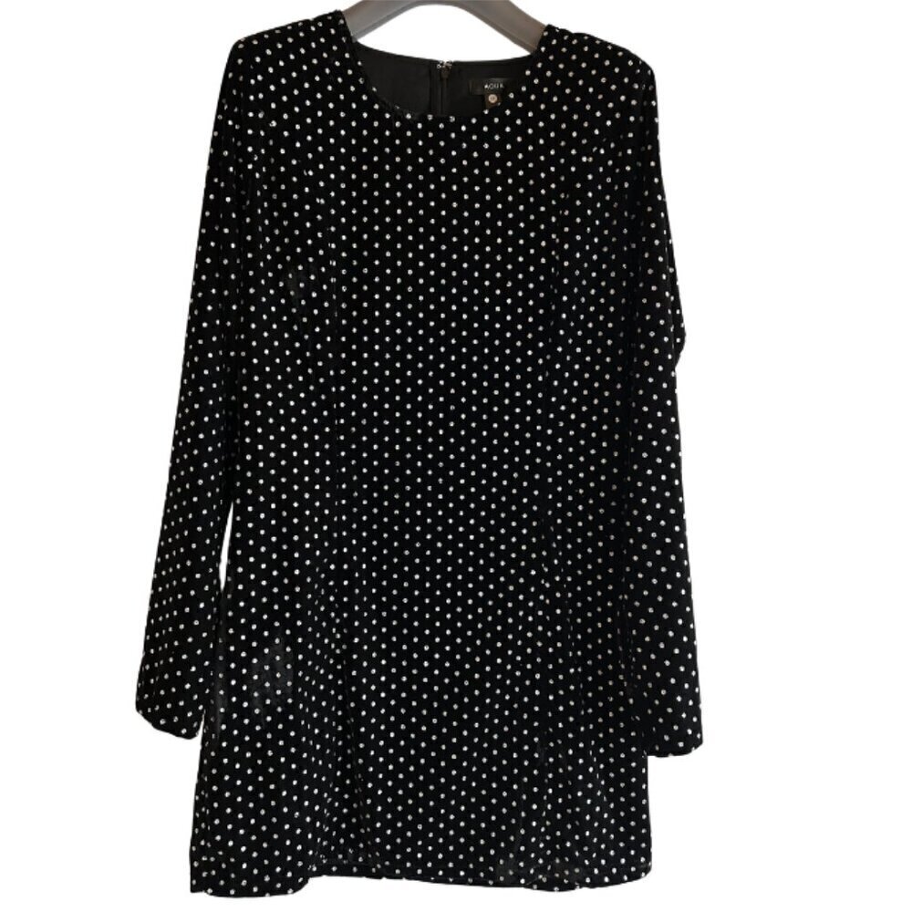 AQUA Velvet Holiday Party/cocktail Dress Women's 8 M Black Silver Rhinestones